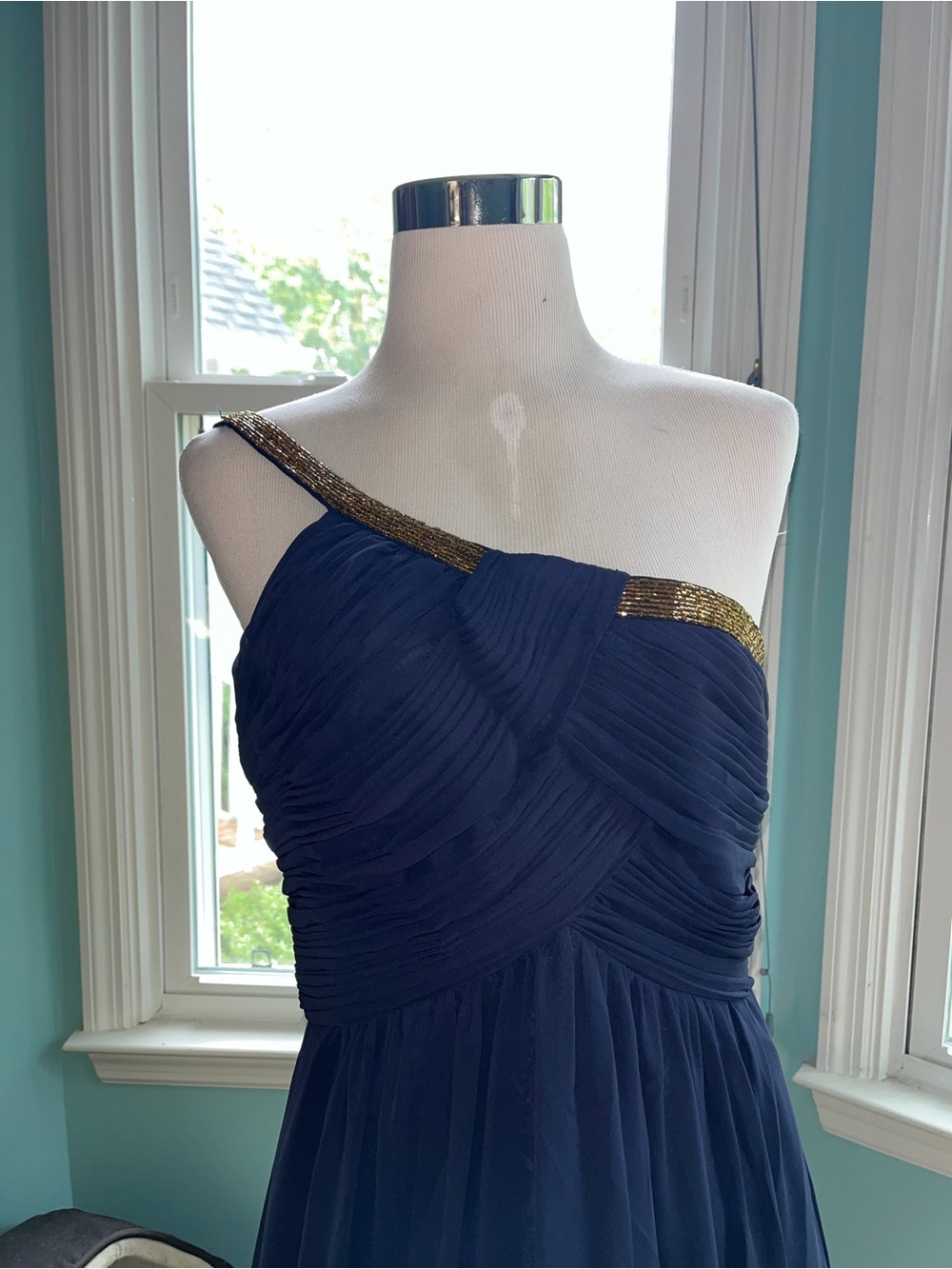 Calvin Klein Navy Blue One Shoulder Maxi Evening Formal Dress - Size 8 - *VGUC - Picture 8 of 13